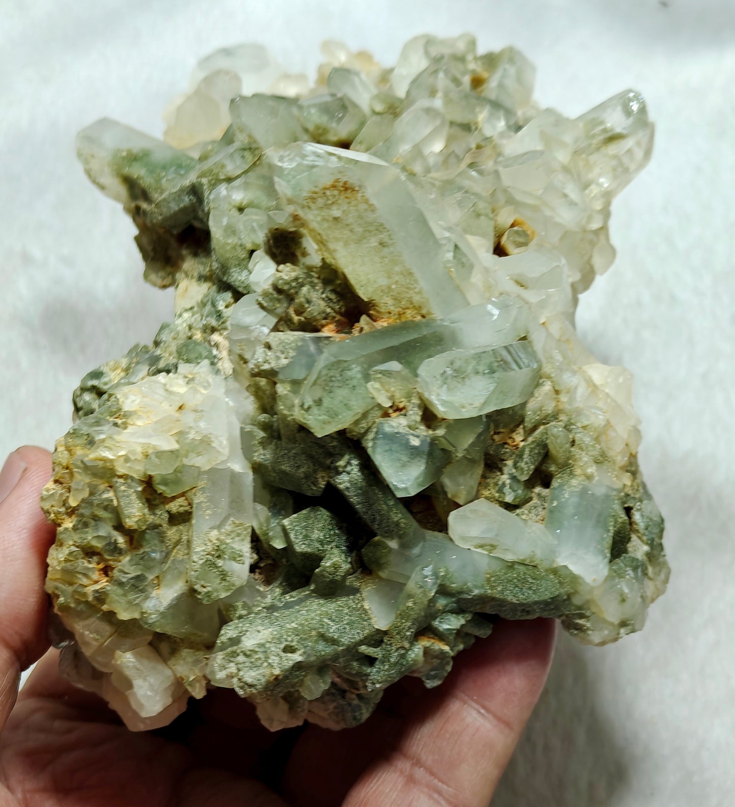 Natural terminated Chlorite Quartz crystals cluster 839 grams