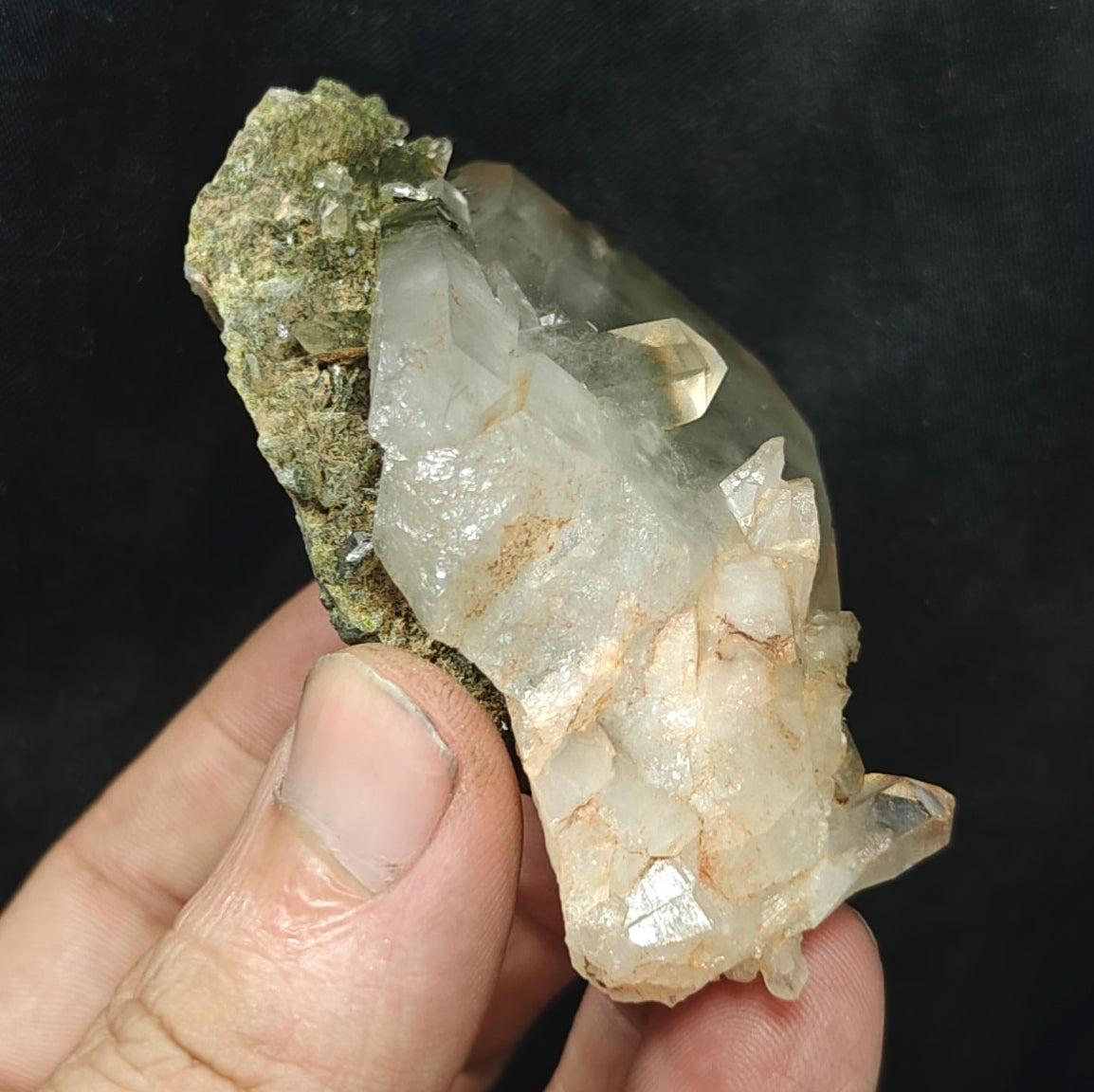 Natural Epidote Quartz cluster 157 grams