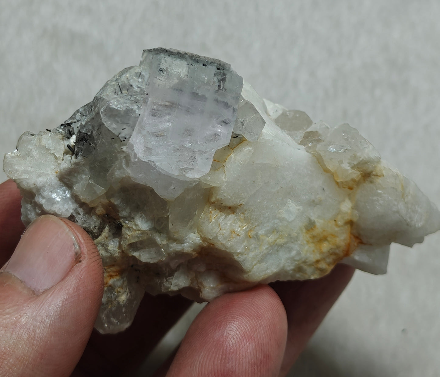 Beryl Variety Goshenite on matrix with schorl and quartz 123 grams