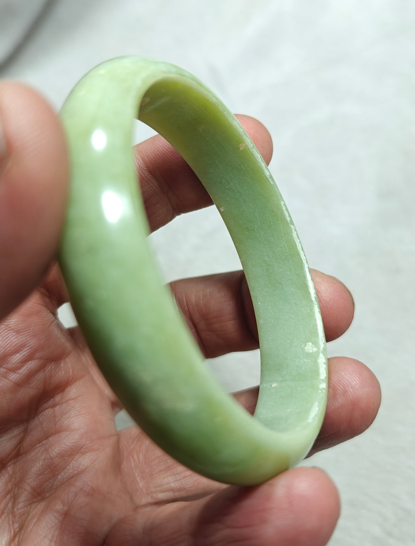65 mm Size natural serpentine Bangle olive green color