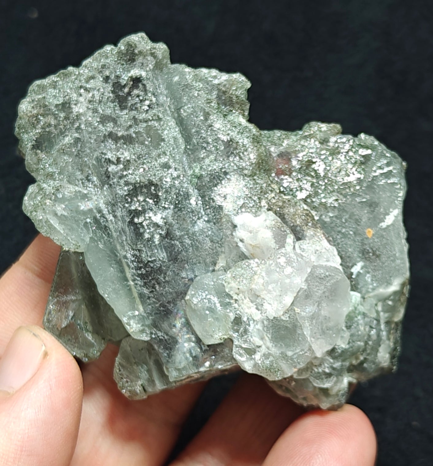 Light Purple Apatite with Green Inclusions of Byss-olite 162 grams