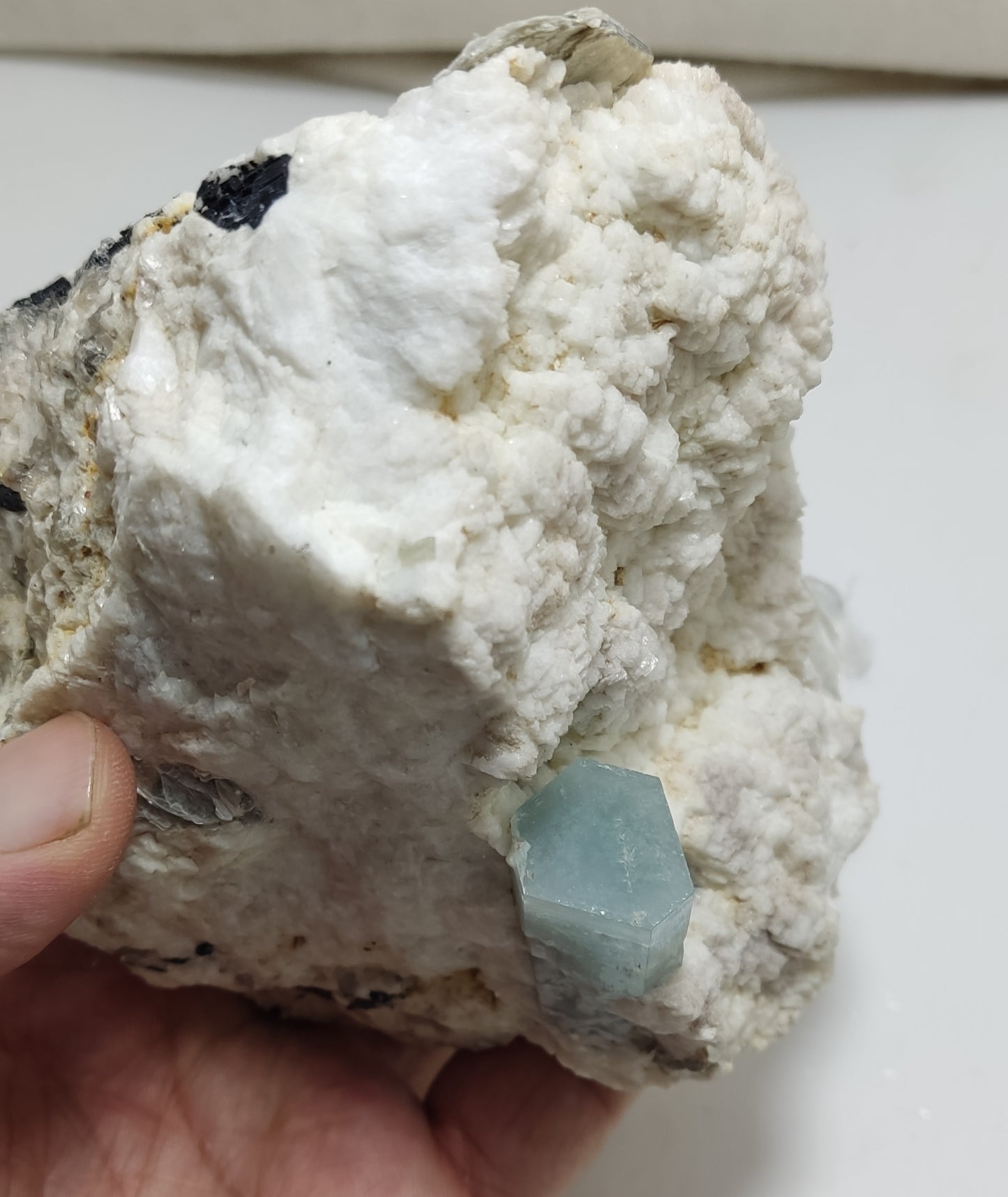 An aesthetic Specimen of Afghanistan Aquamarine with mica and Schorl 1070 grams
