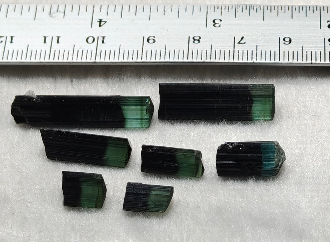 Natural green cap indicolite cap tourmaline crystals 51 carats