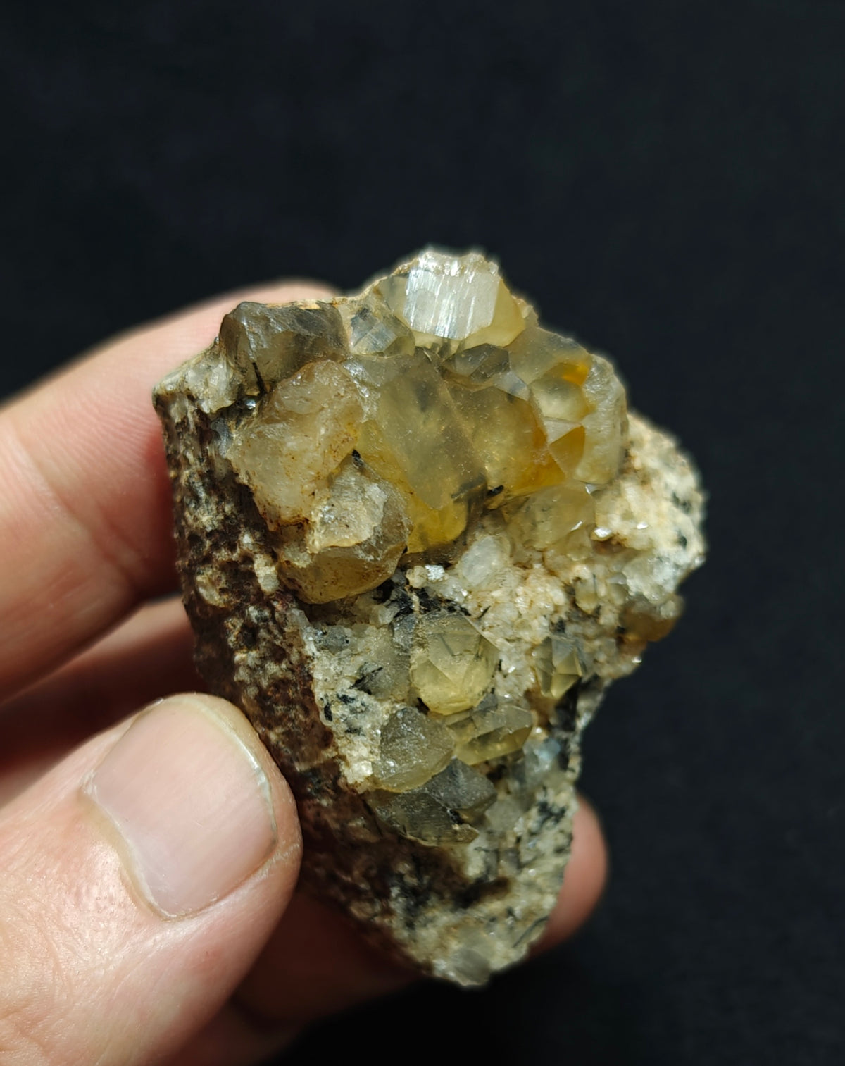 Astrophyllite included Quartz Crystals cluster with aegirine inclusions 66 grams