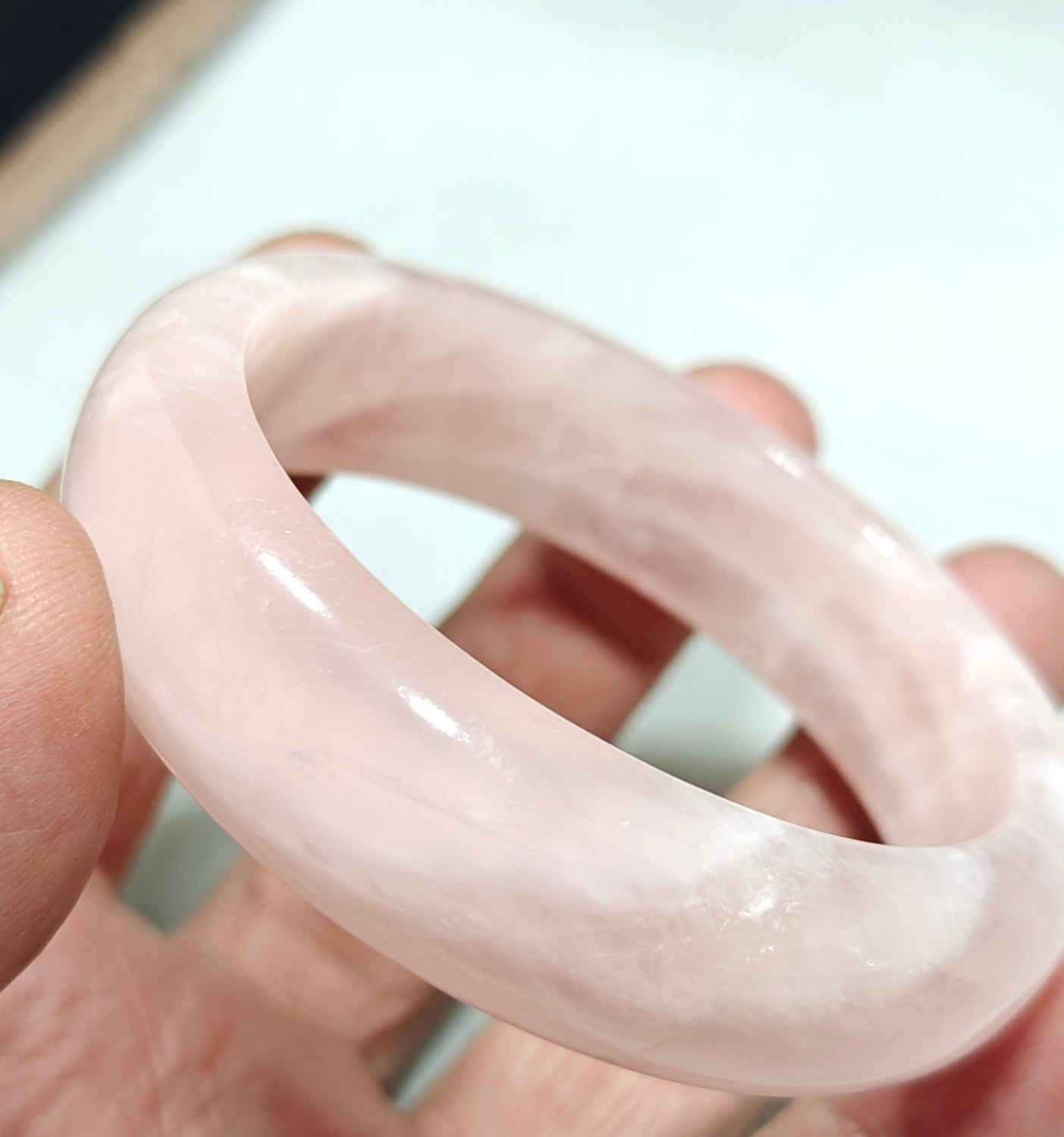 Natural pink calcite bangle 62mm diameter