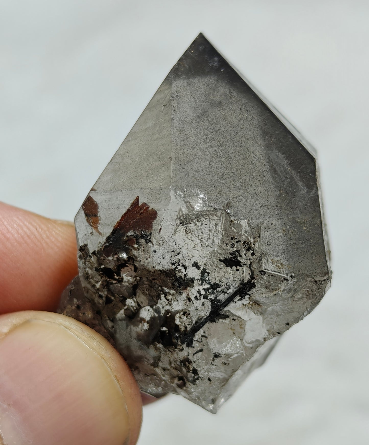 Natural smoky quartz crystal with rutiles inclusions 29 grams