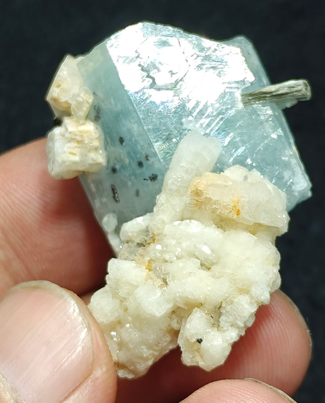 Single beautiful terminated Afghanistan Aquamarine Crystal with albite 25 grams