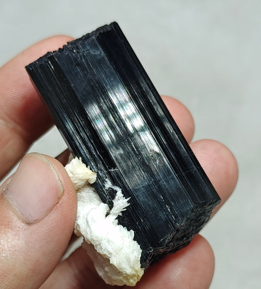 An Aesthetic Natural Tourmaline crystals with Albite attachment 81 grams