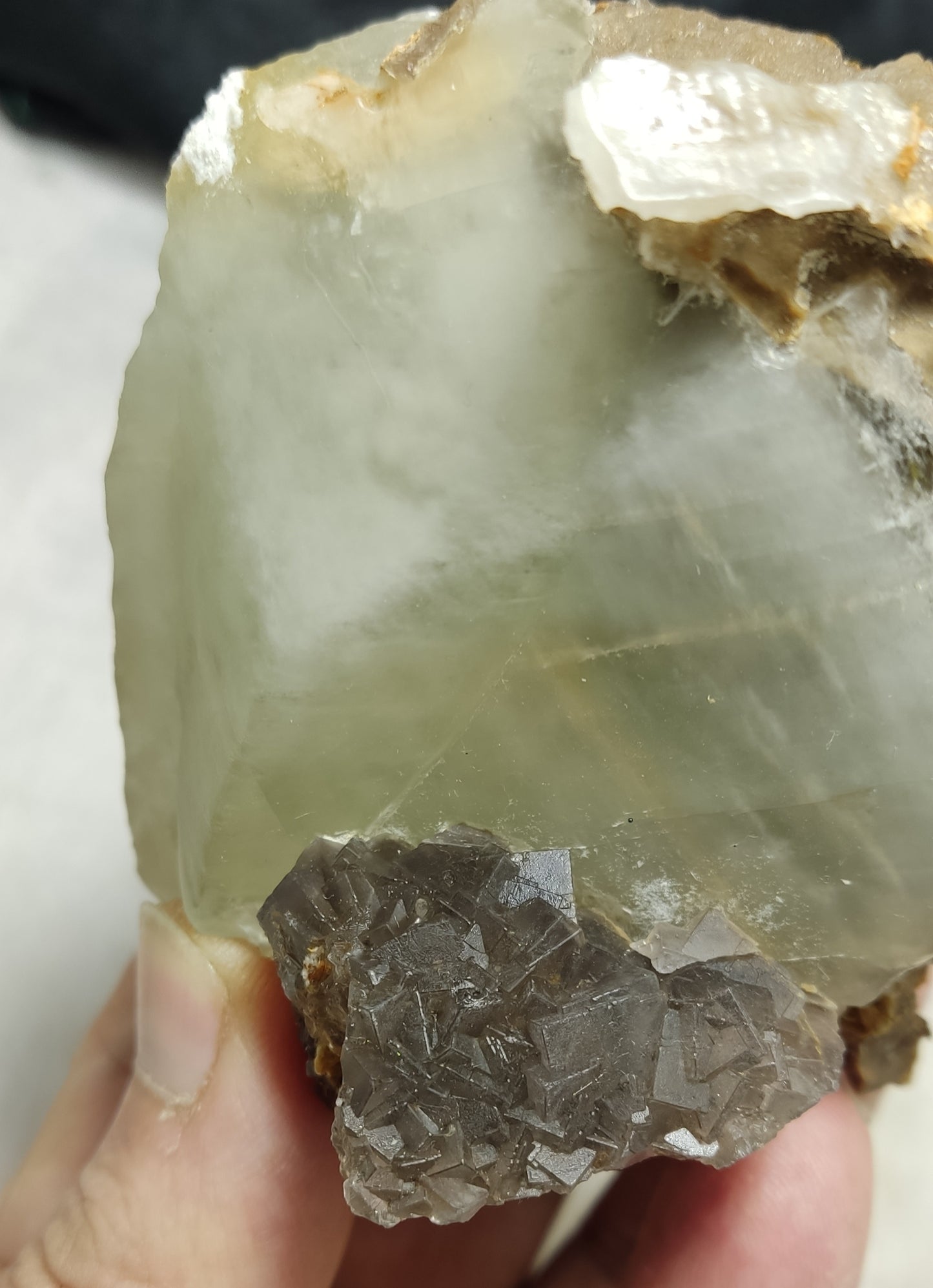 Natural beautifully terminated Calcite And Fluorite crystal 349 grams