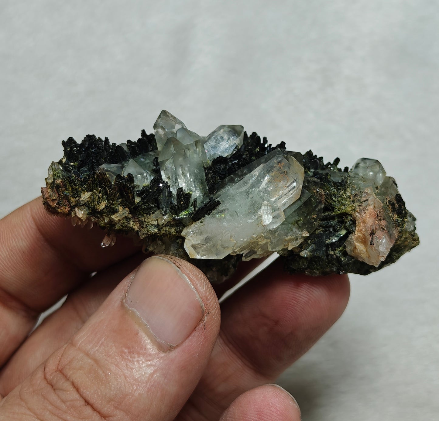 Natural quartz and Epidote cluster with 54 grams
