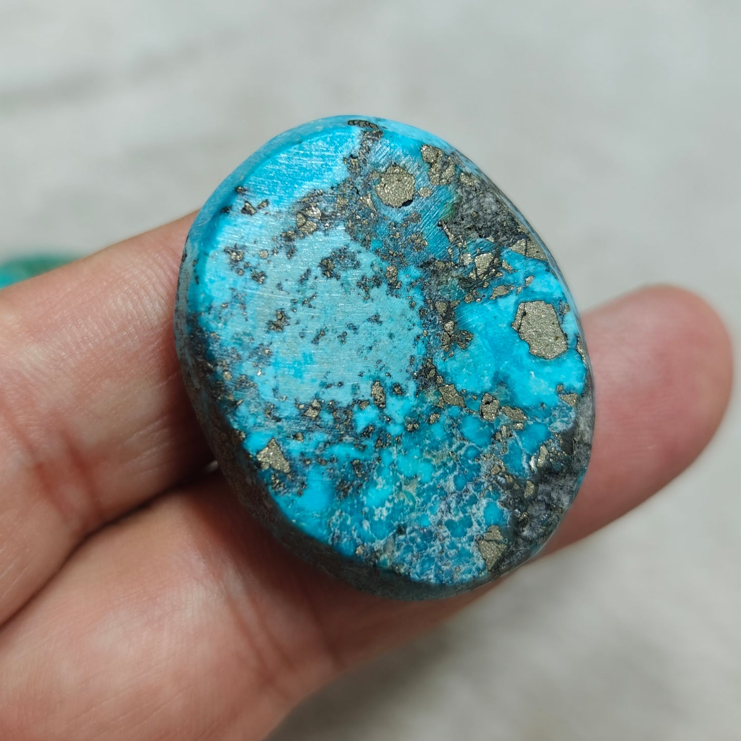 Single amazing natural turquoise cabochon with Pyrite 28.5 grams