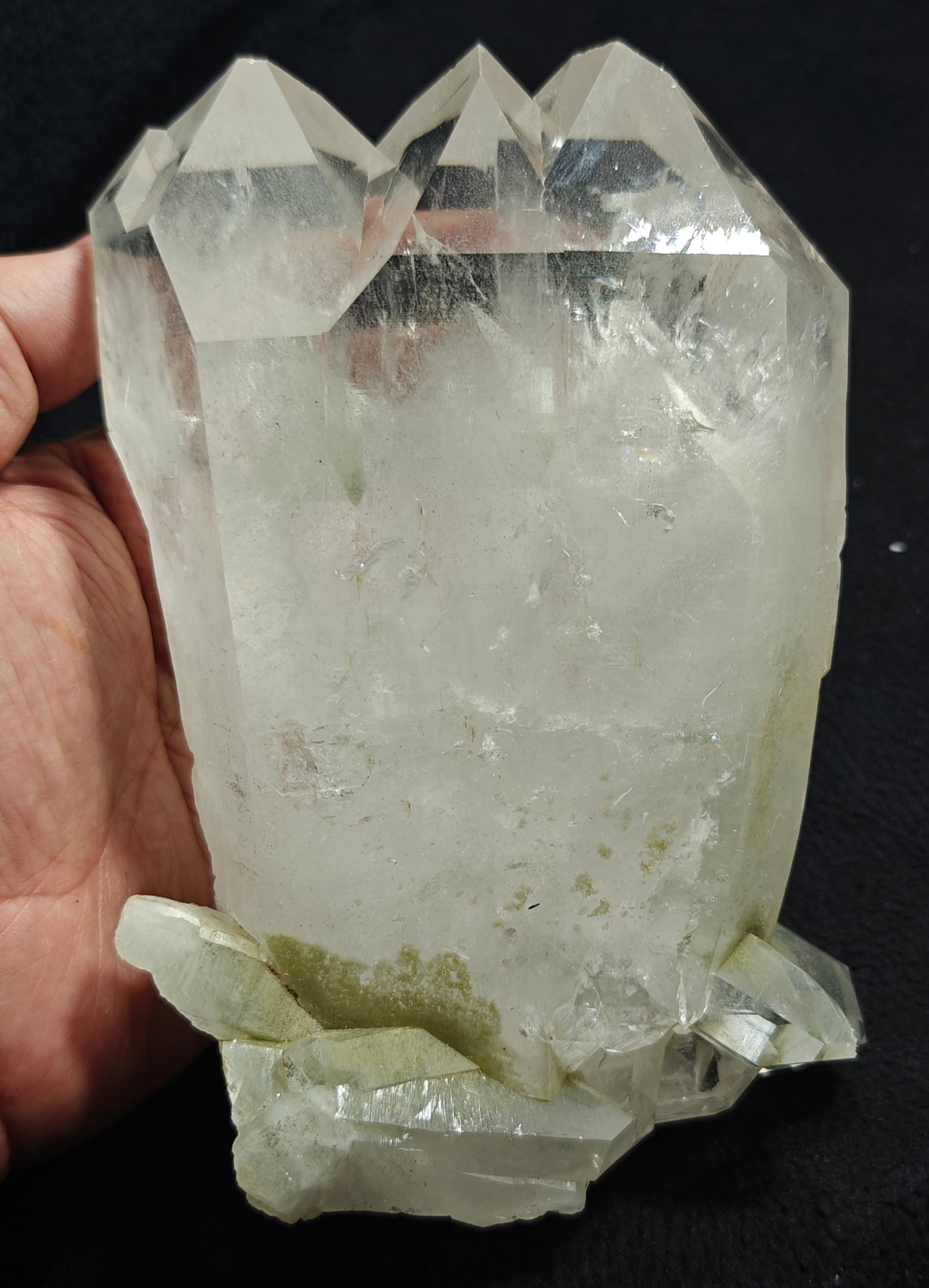 Natural terminated phantom Quartz  cluster with chlorite inclusions 1460 grams