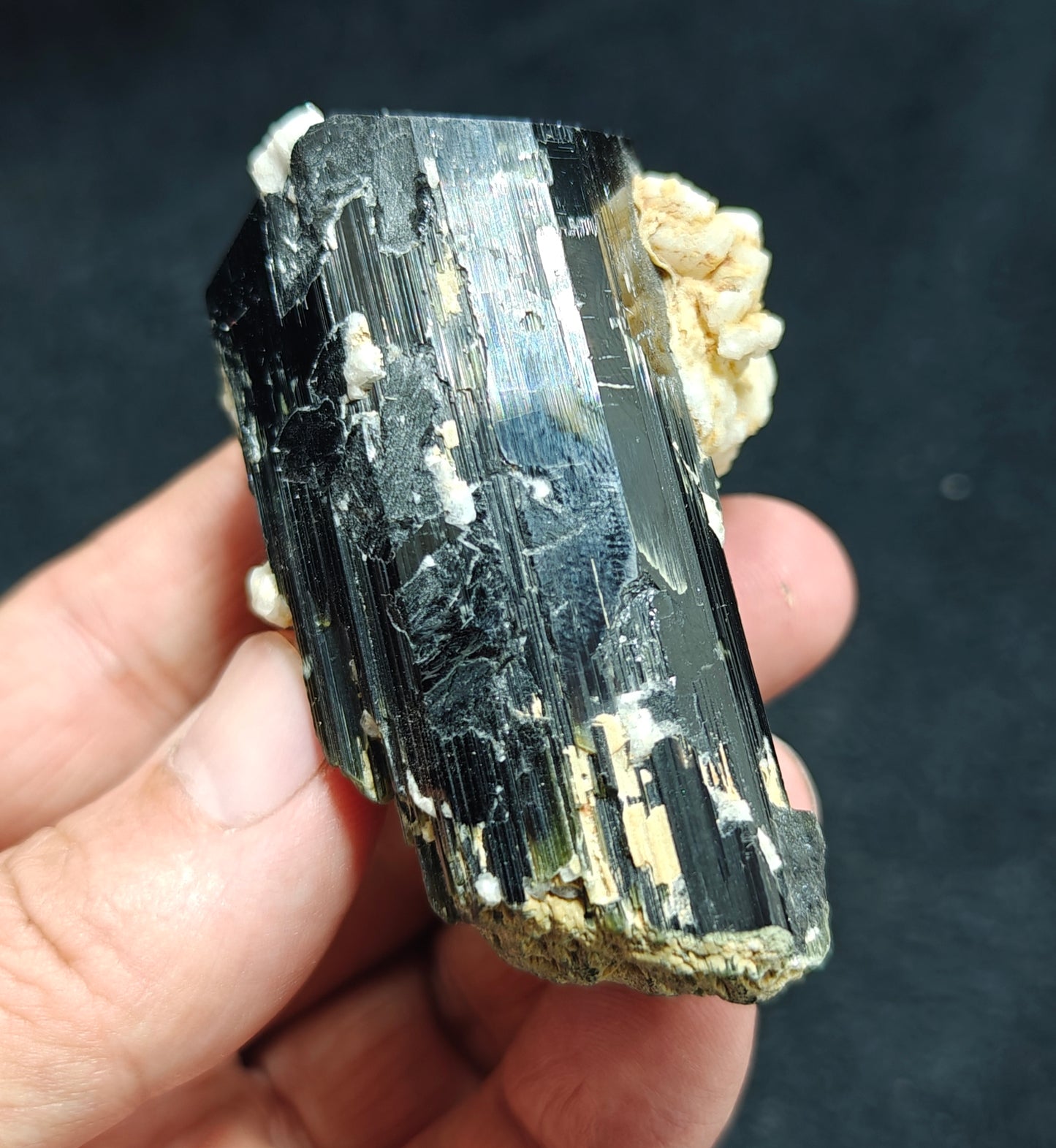 An Aesthetic Natural Tourmaline crystal with Albite 151 grams