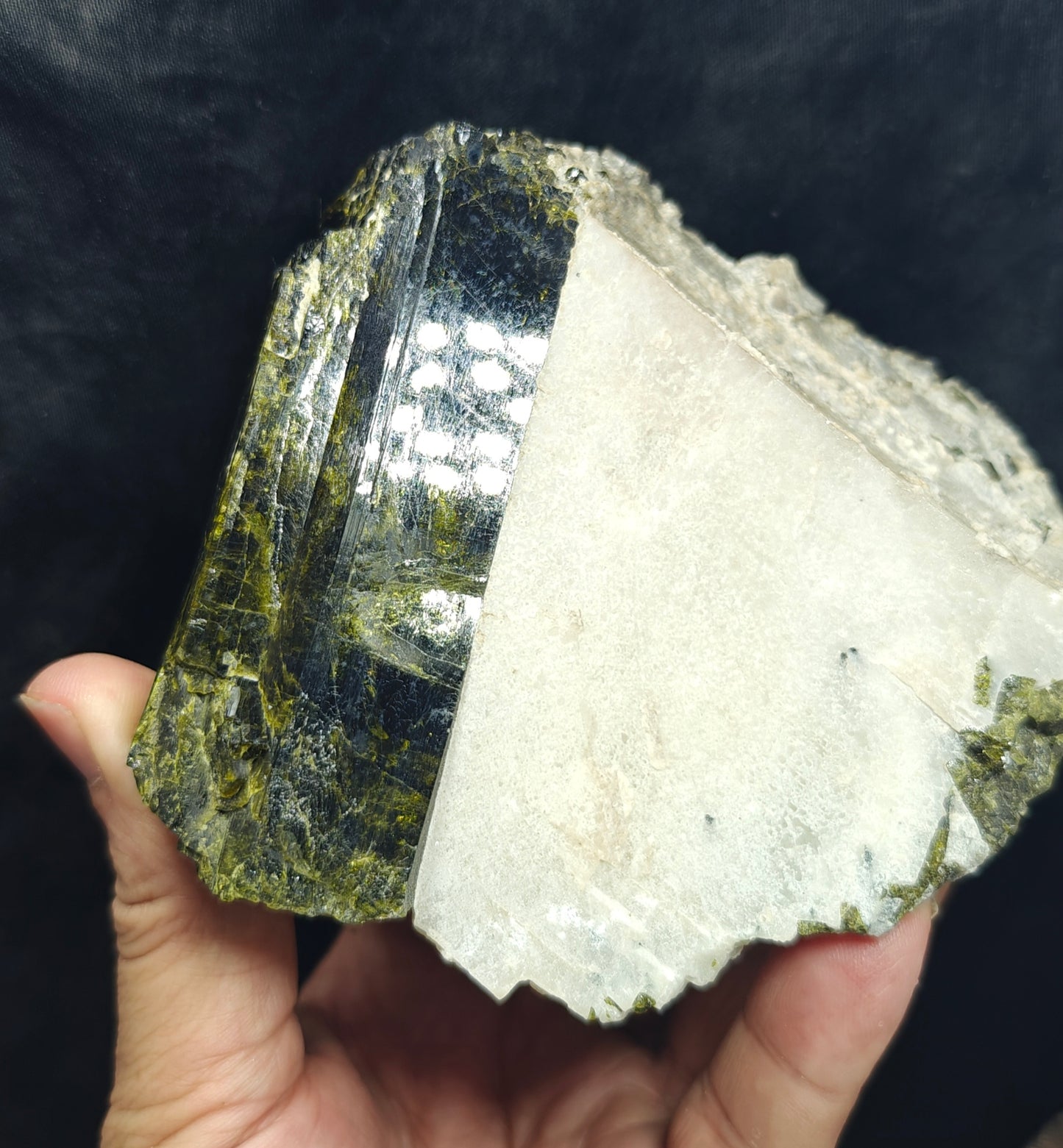 Natural Epidote crystal on matrix with Albite 943 grams