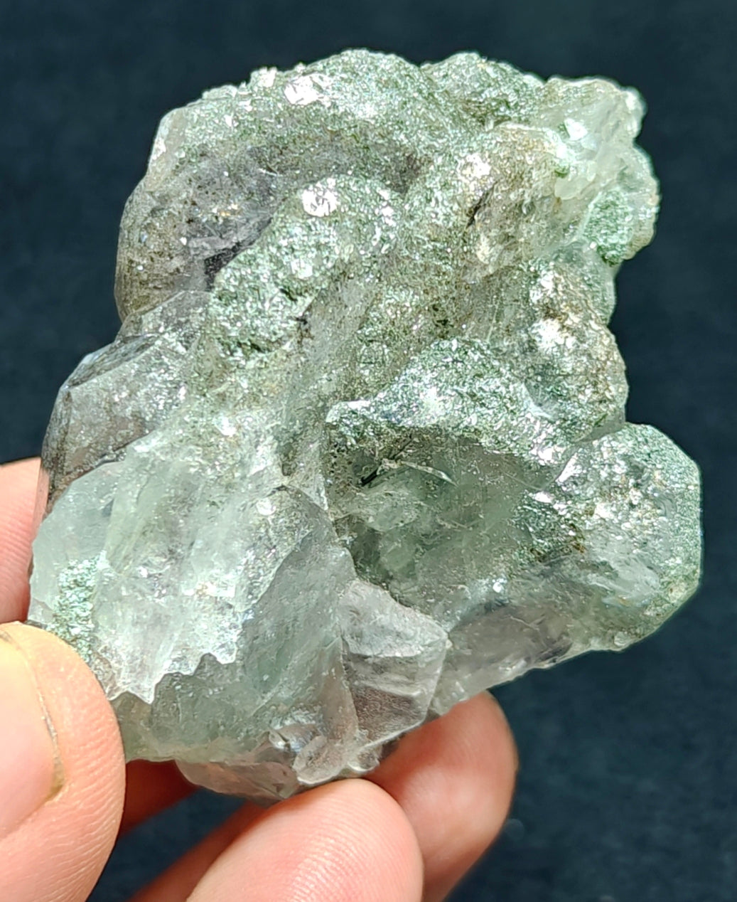 Light Purple Apatite with Green Inclusions of Byss-olite 115 grams
