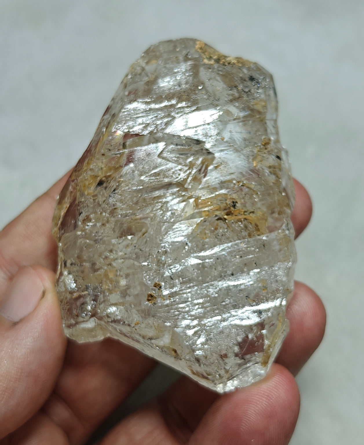 Beautiful double terminated Fenster Skeletal Quartz crystal with clay filling 94 grams