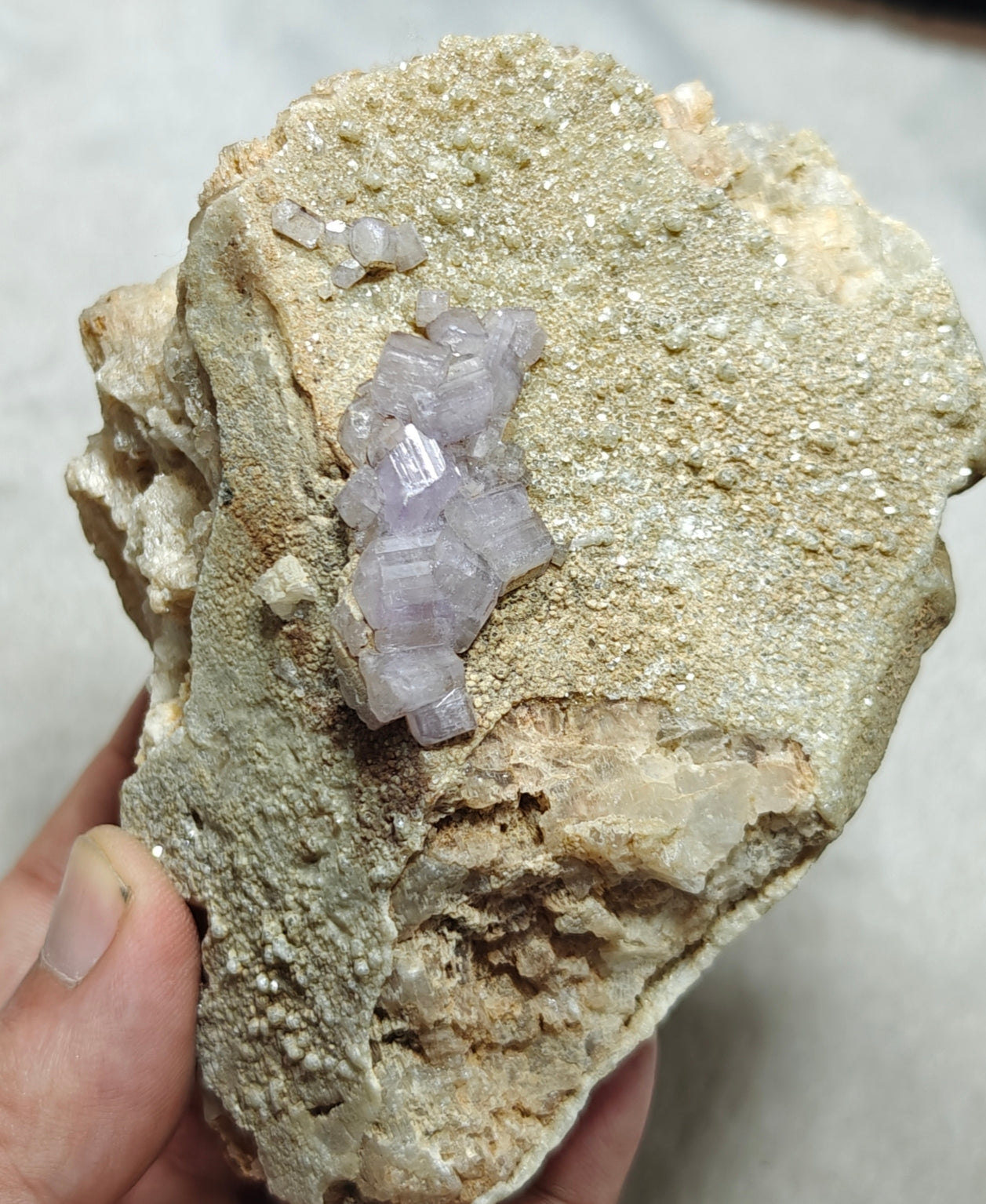 Purple Apatite crystals on matrix 486 grams