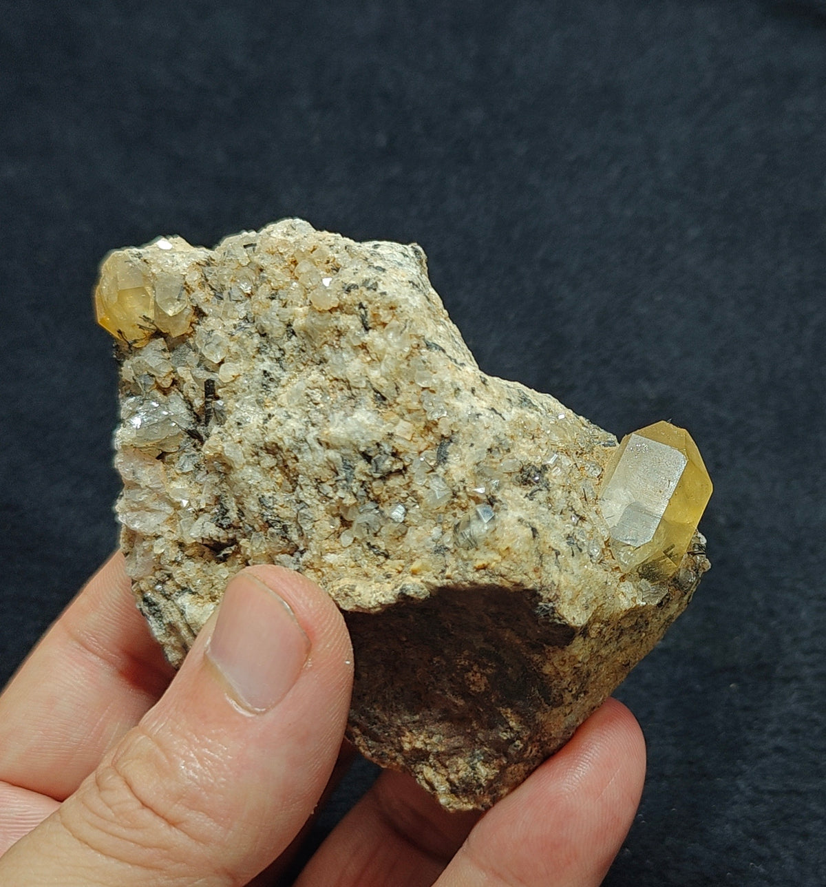 Astrophyllite included terminated Quartz Crystals on matrix with aegirine 193 grams