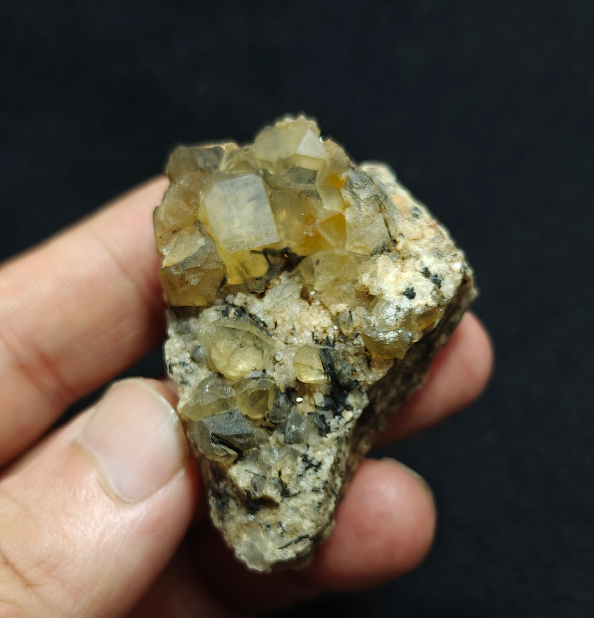 Astrophyllite included Quartz Crystals cluster with aegirine inclusions 66 grams