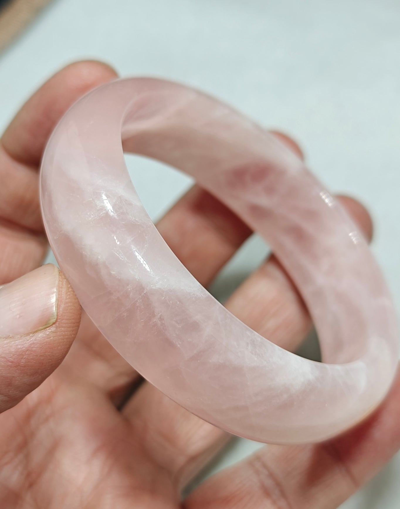 Natural pink calcite bangle 62mm diameter