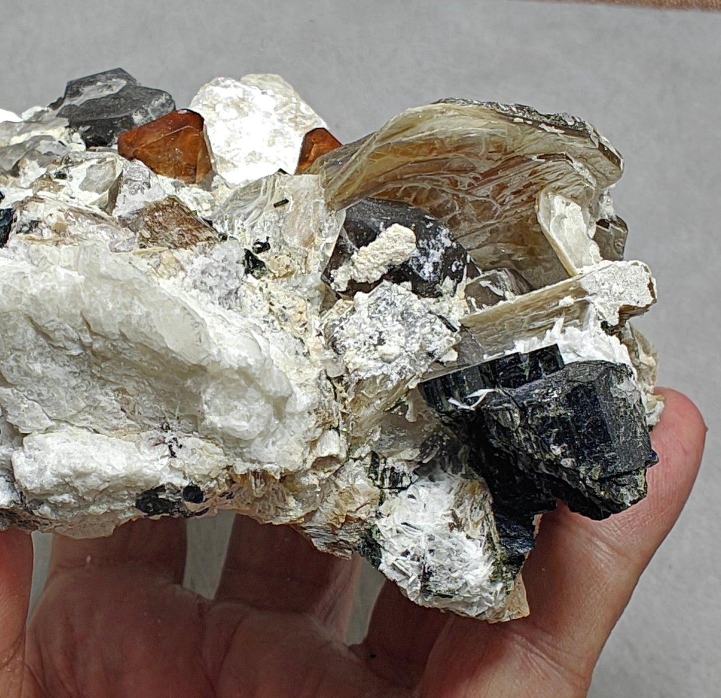 peach color Topaz crystals on matrix 686 grams