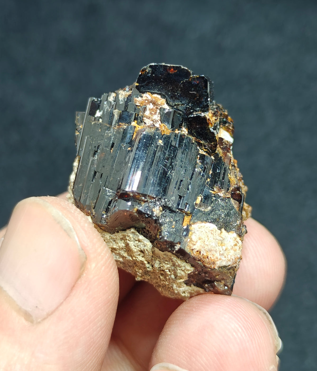 Natural dark brown Vesuvianite crystal on matrix 25 grams