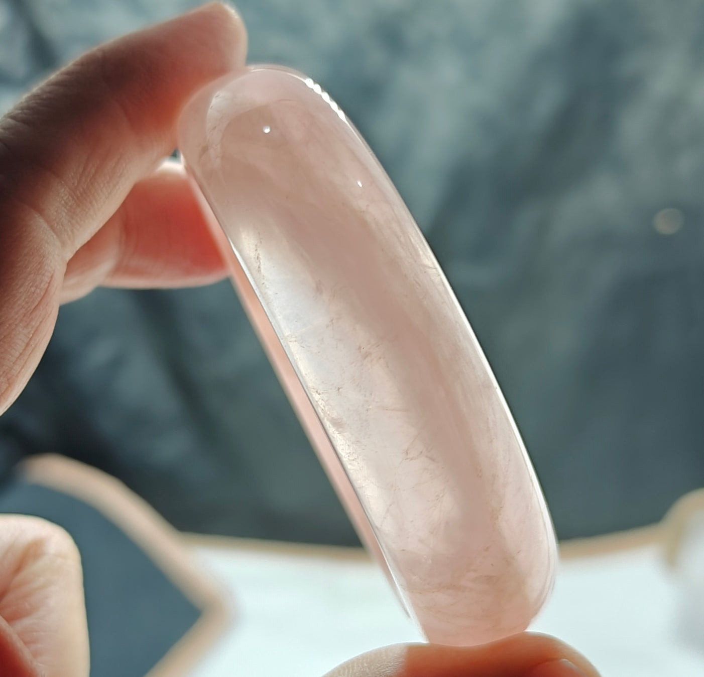 Natural pink calcite bangle 62mm diameter