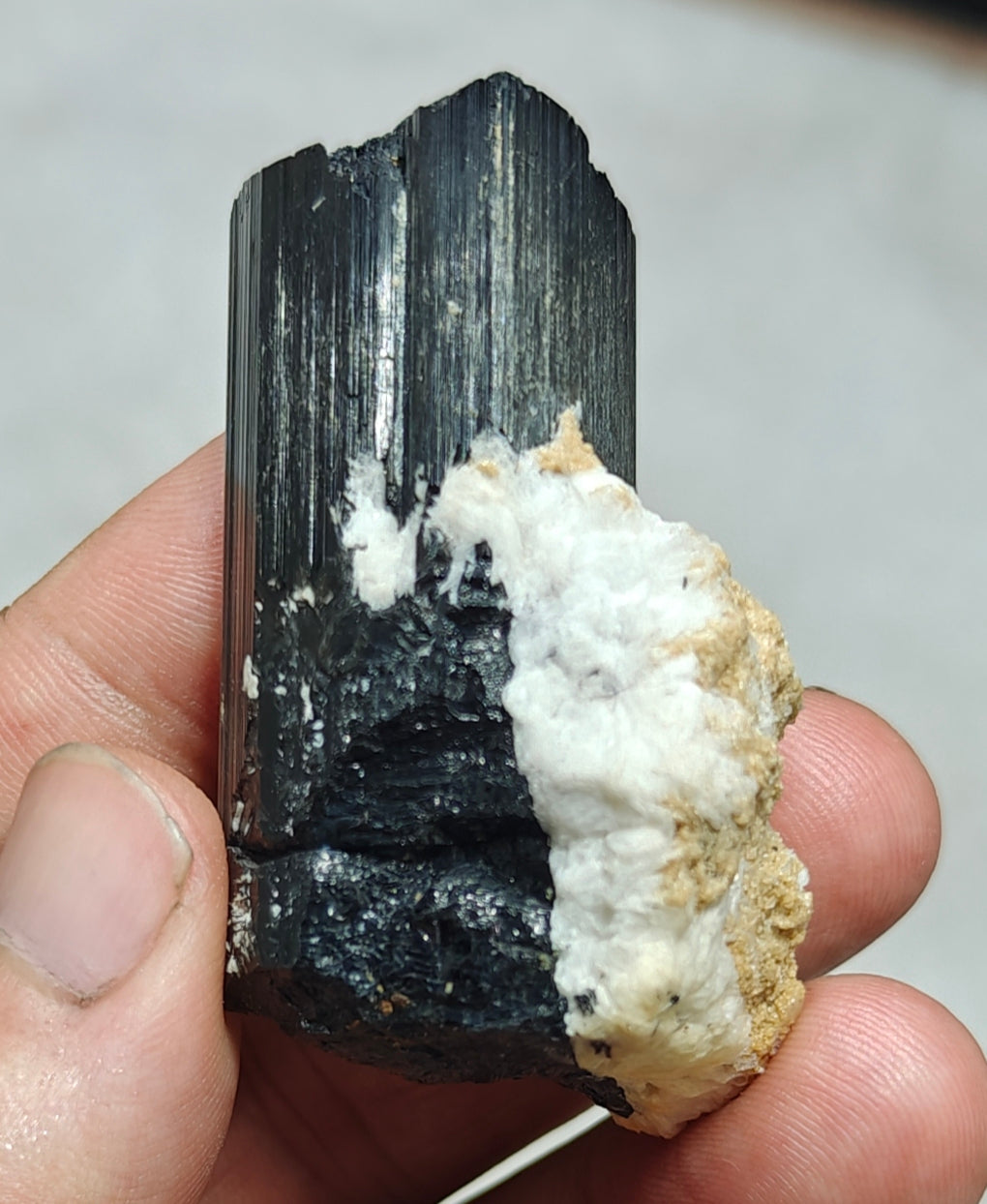 An Aesthetic Natural Tourmaline crystals with Albite attachment 81 grams