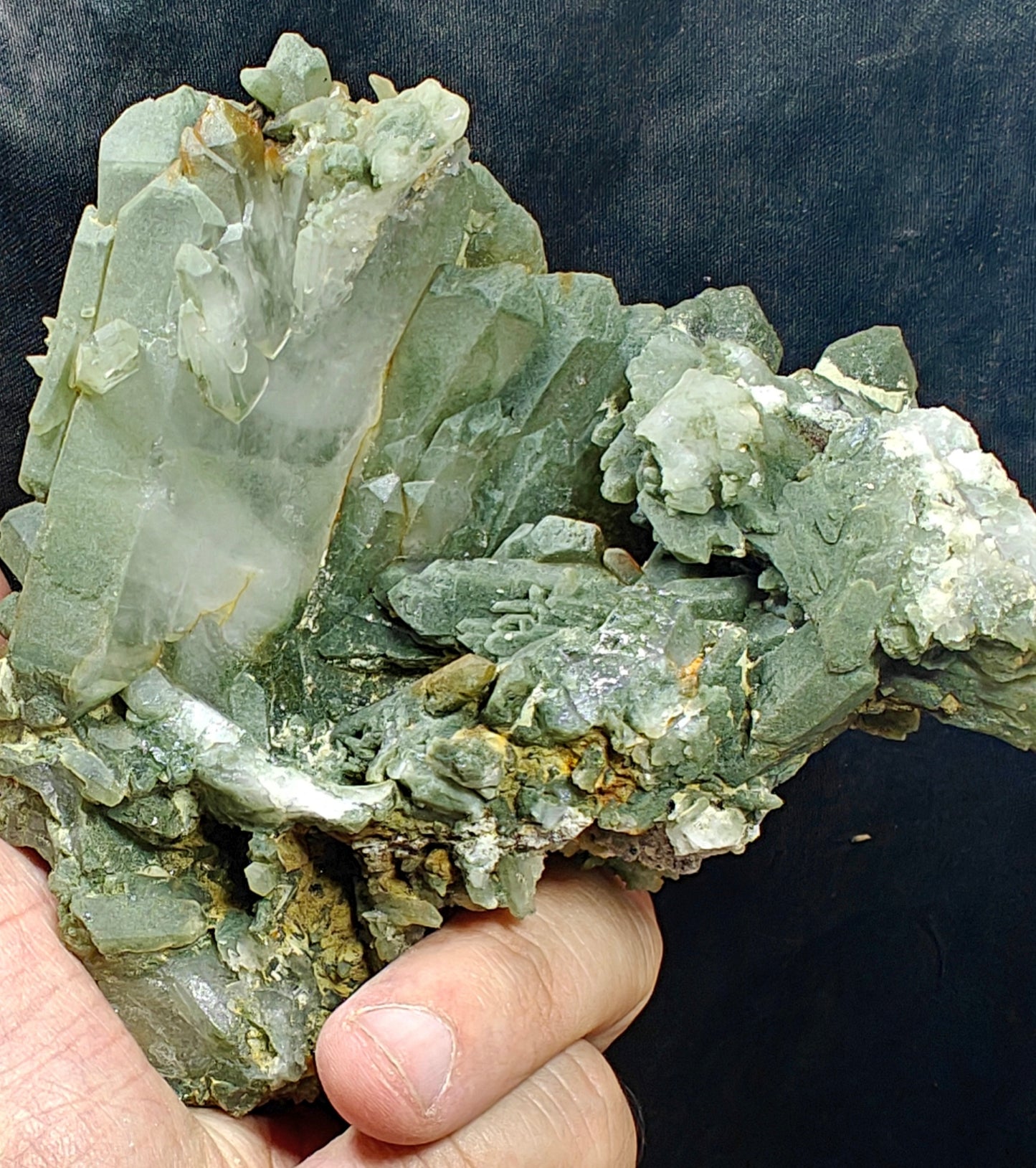 Chlorite Quartz crystals cluster 590 grams