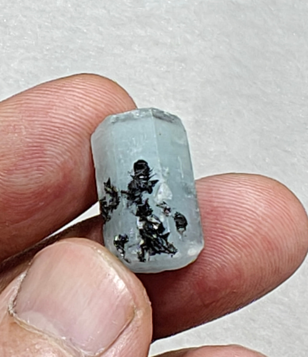 Aquamarine Crystal with tantalite 27 carats