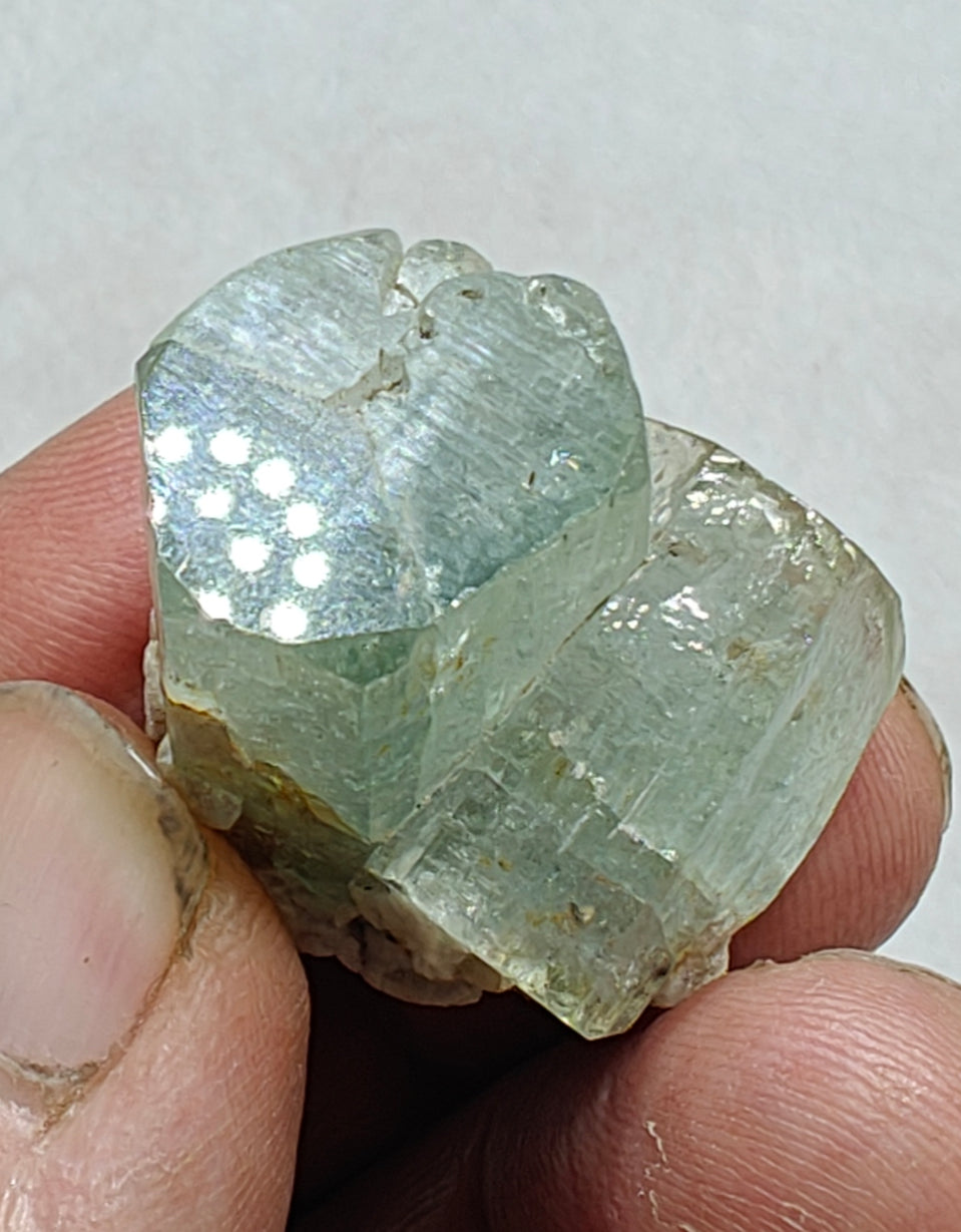 Naturally terminated aquamarine crystal twin formation 21 grams