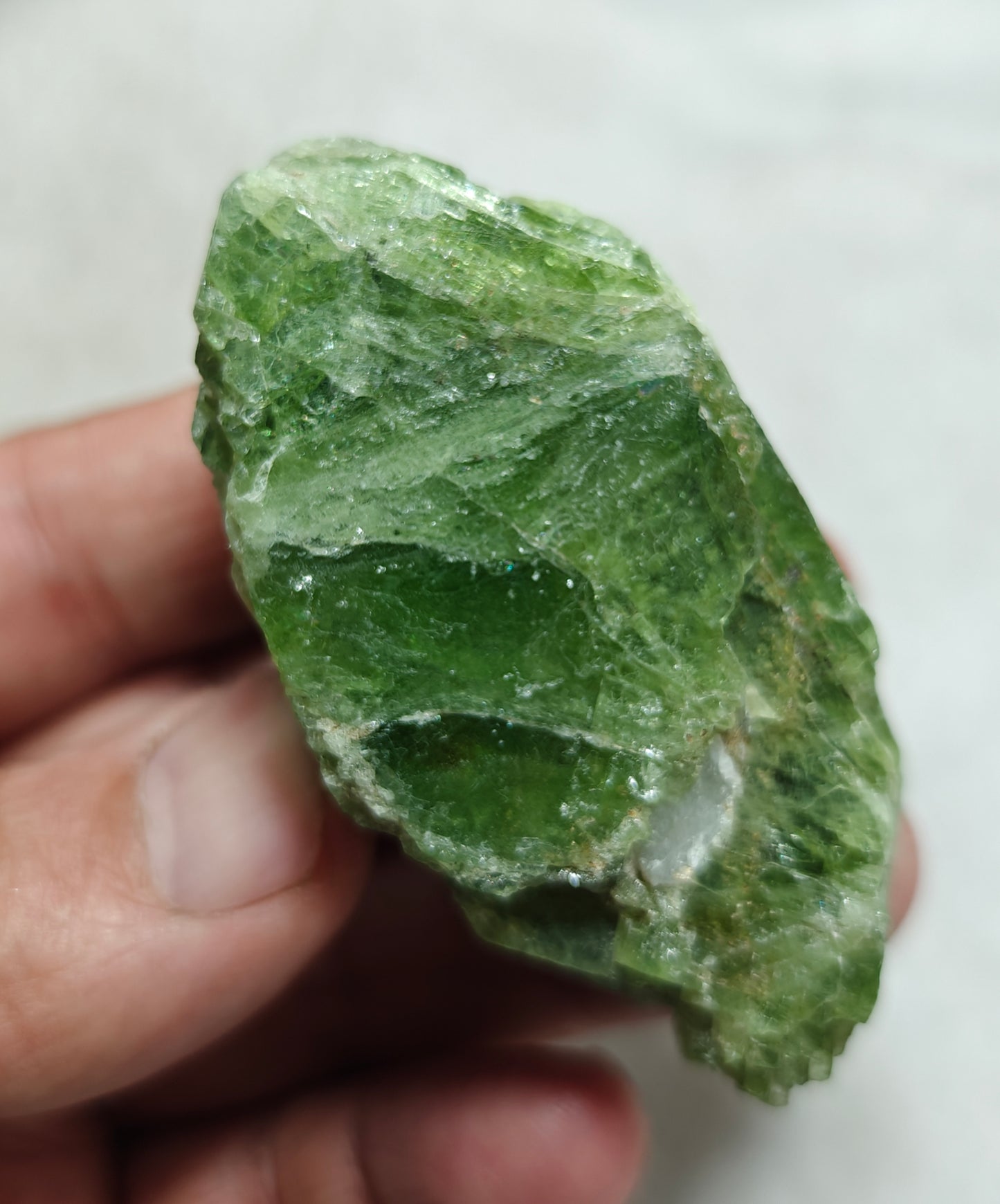 Green diopside crystal 132 grams