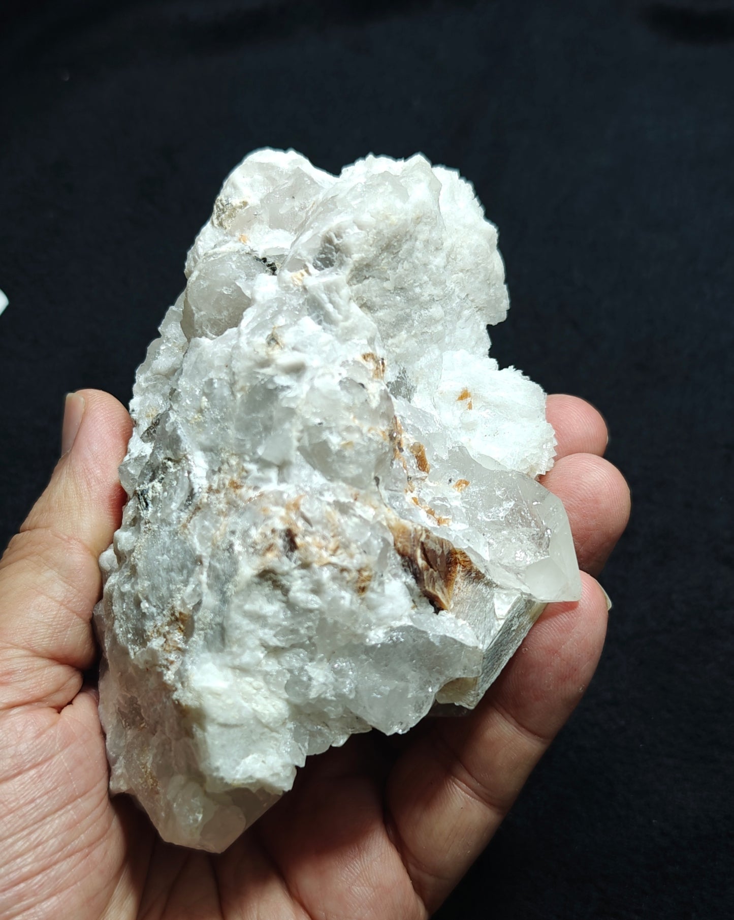 Amazing specimen of albit, quartz, mica and tiny rare microlites on matrix 610 grams