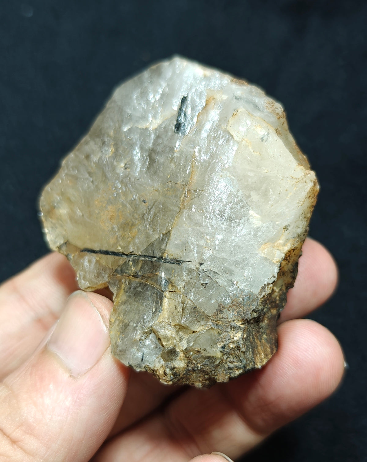 Natural astrophyllite quartz crystal with aegirine inclusions 143 grams