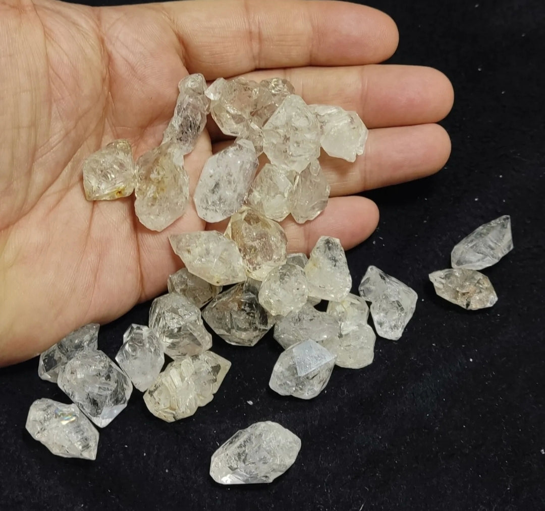 150 grams lot of diamond quartz carbon included double terminated Crystals