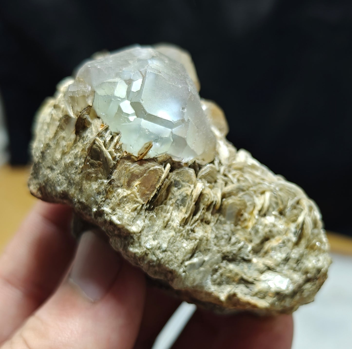 Double terminated Fluorite crystals on matrix with muscovite and goshenite 183 grams