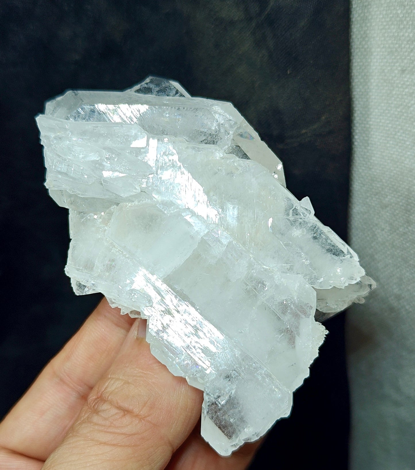 Single beautiful terminated Faden Quartz crystals cluster 114 grams