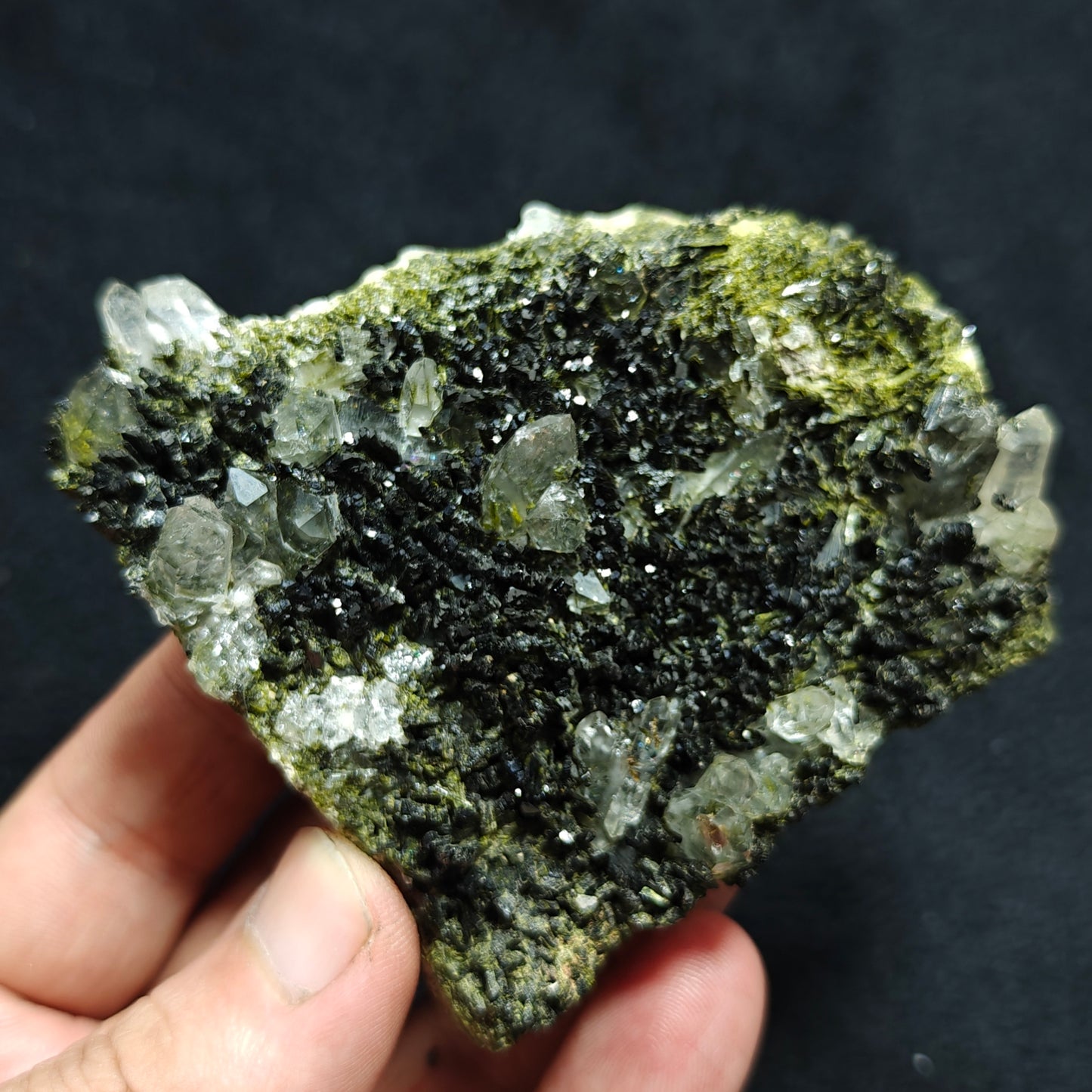 Natural double sided quartz and Epidote specimen 194 grams