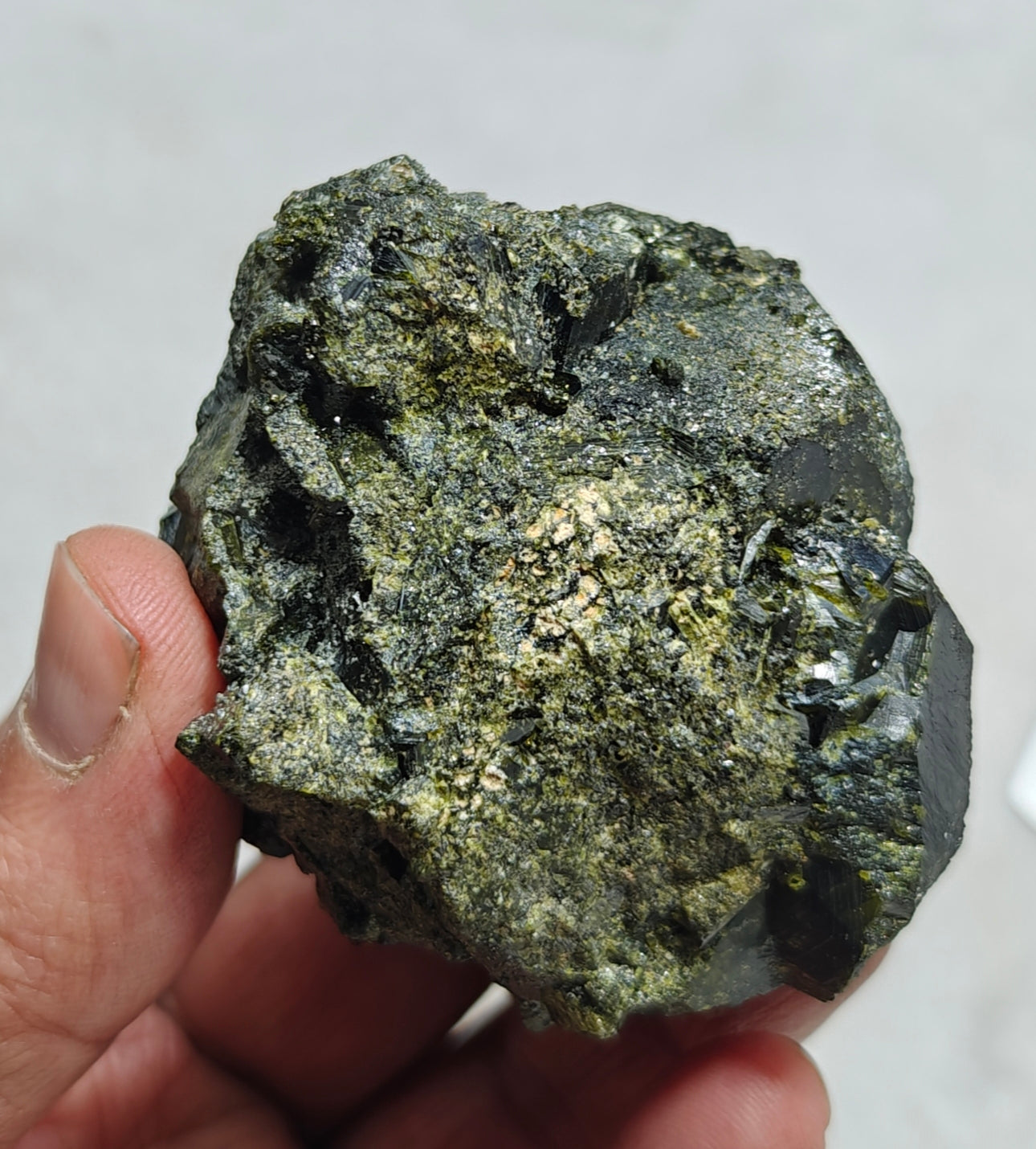 Natural dark green color epidote crystal 246 grams