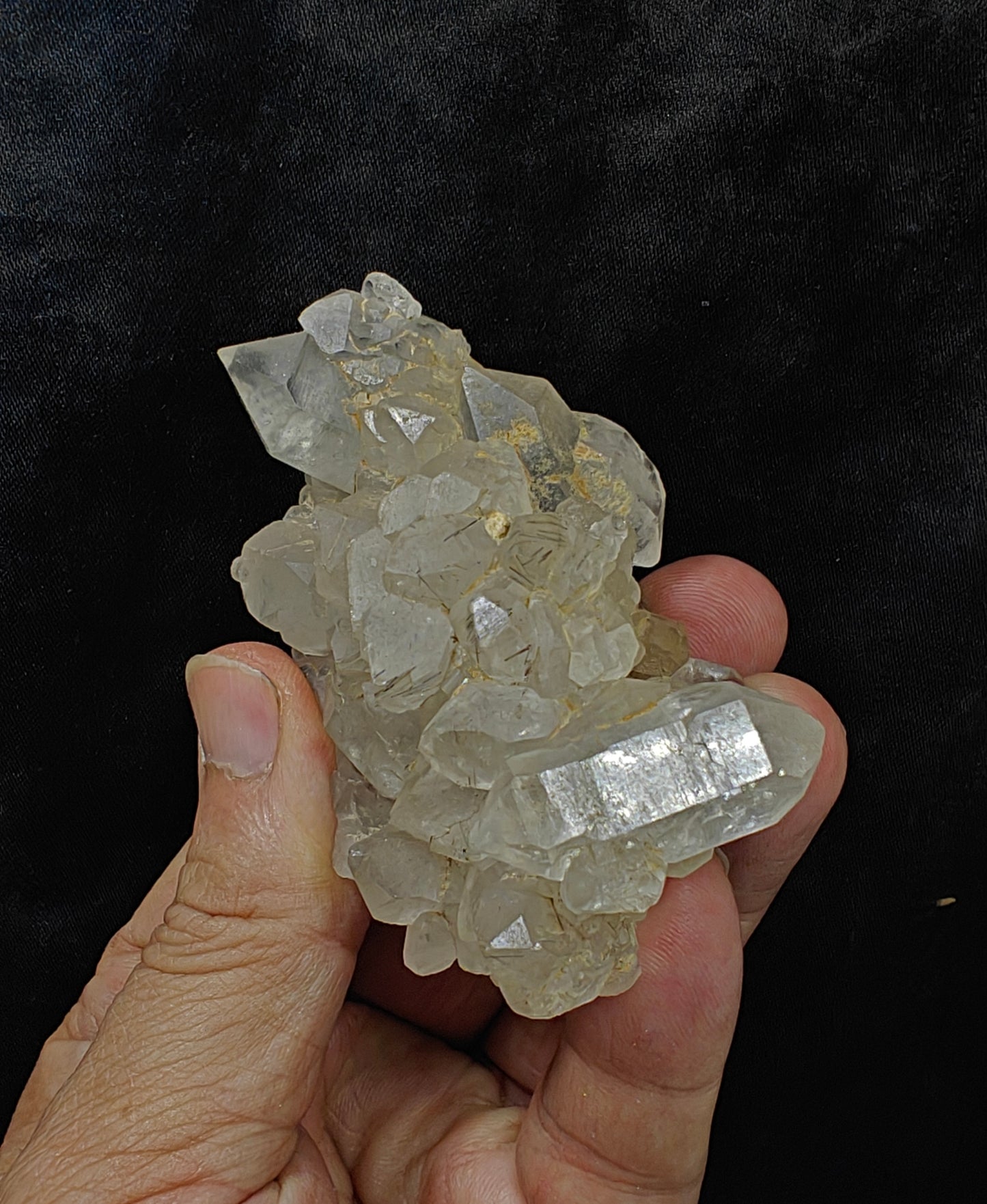 Natural Quartz Cluster with tiny rutiles inclusions 129 grams