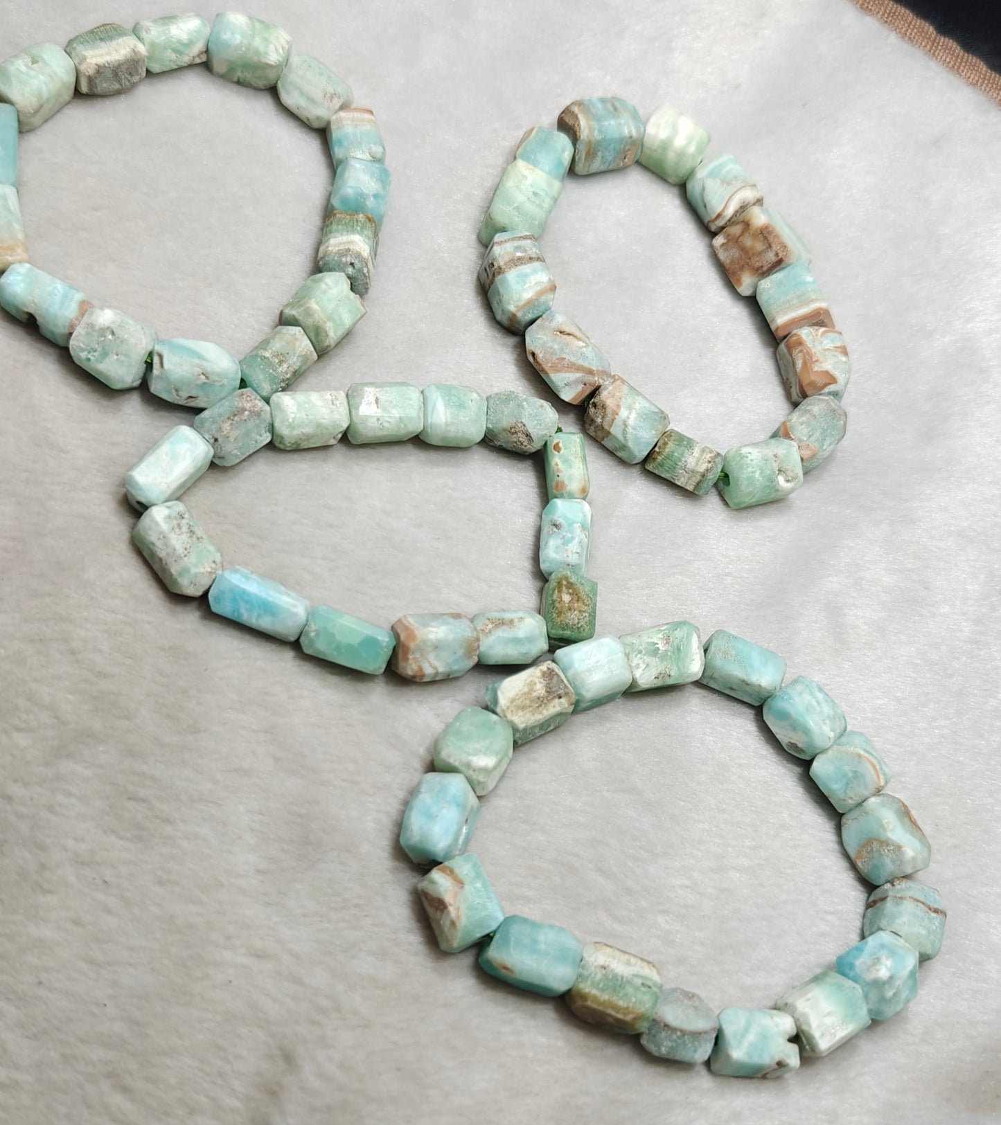 Natural aragonite beads bracelets adjustable elastic fit