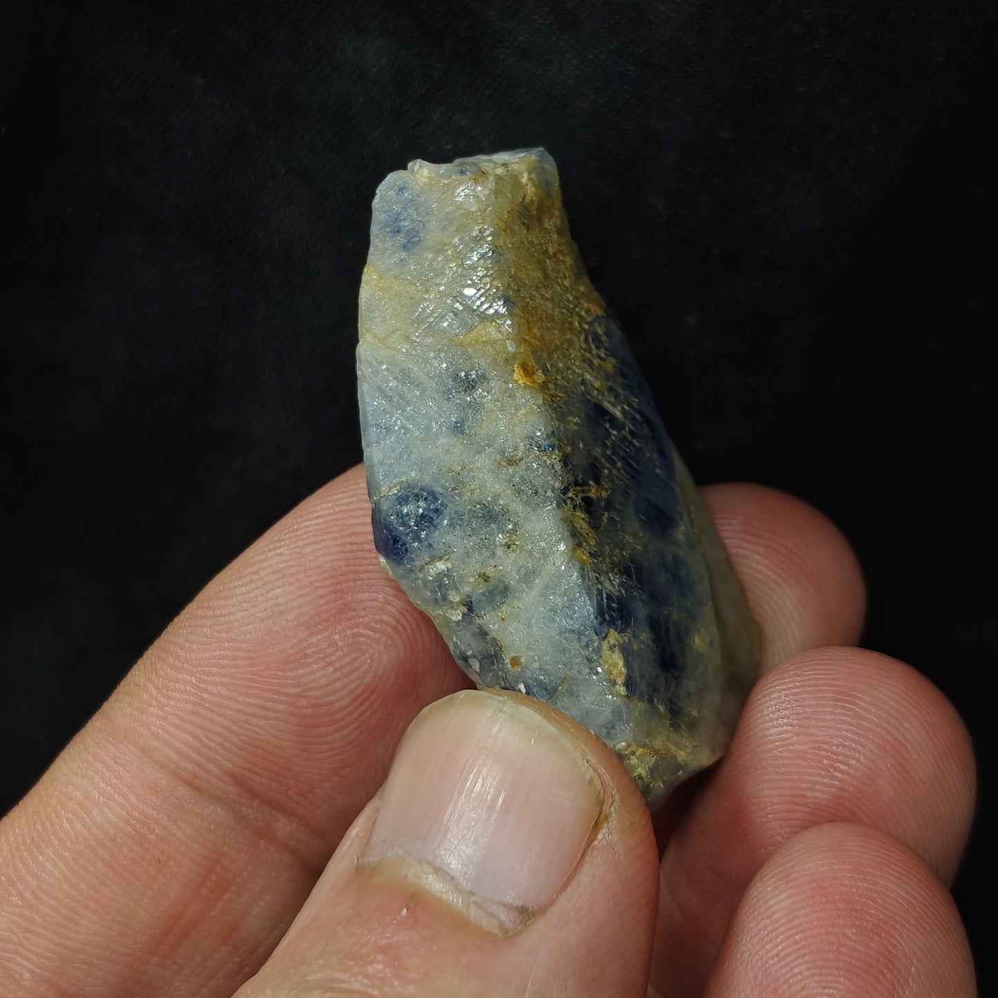 Natural Terminated blue sapphire crystal with some matrix 24 grams
