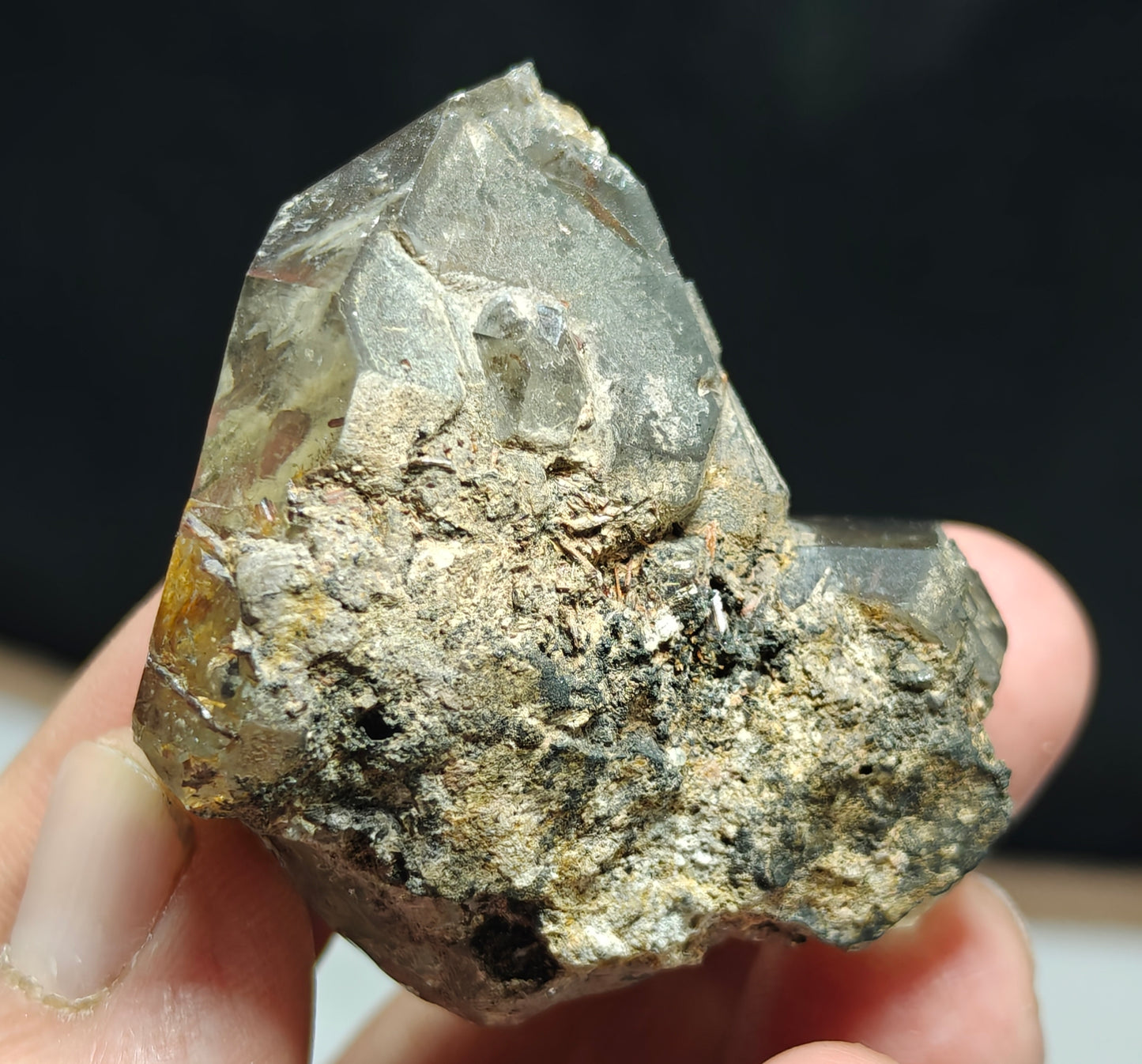 Natural smoky quartz with rutiles inclusions 73 grams