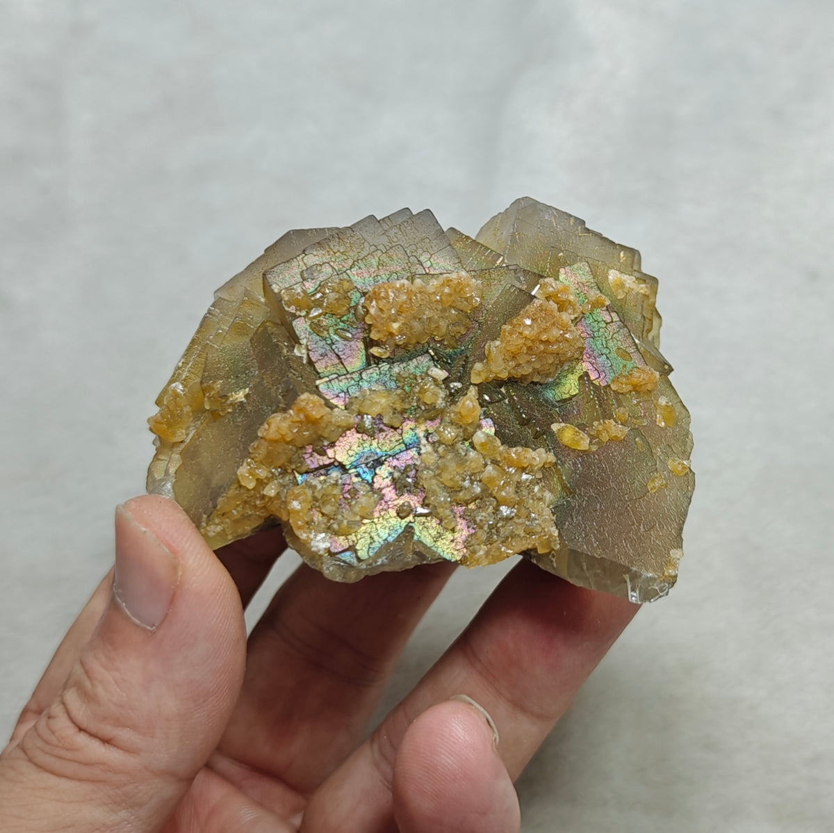 Natural iridescent Fluorite and Calcite 236 grams