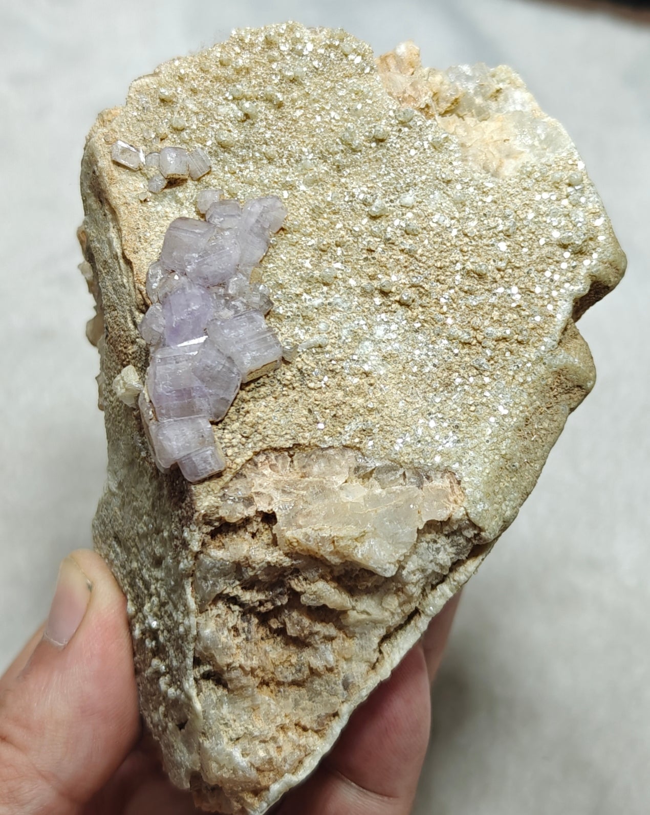 Purple Apatite crystals on matrix 486 grams