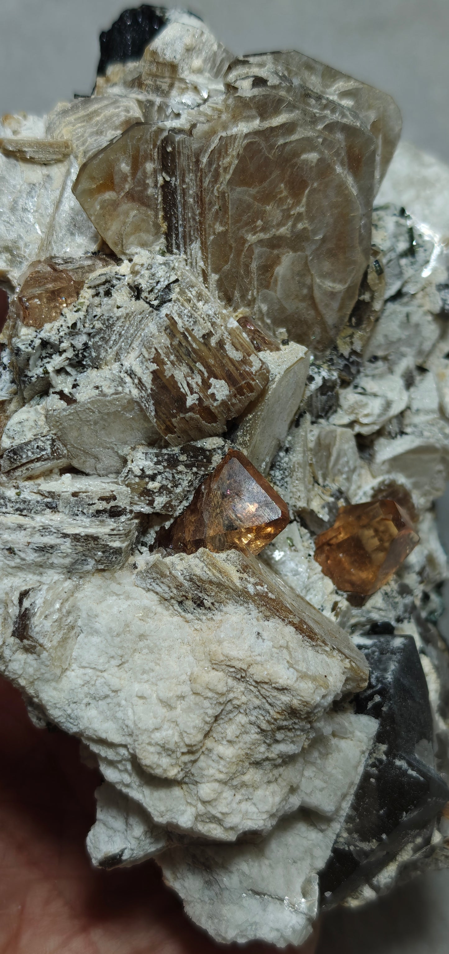 peach color Topaz crystals on matrix 686 grams