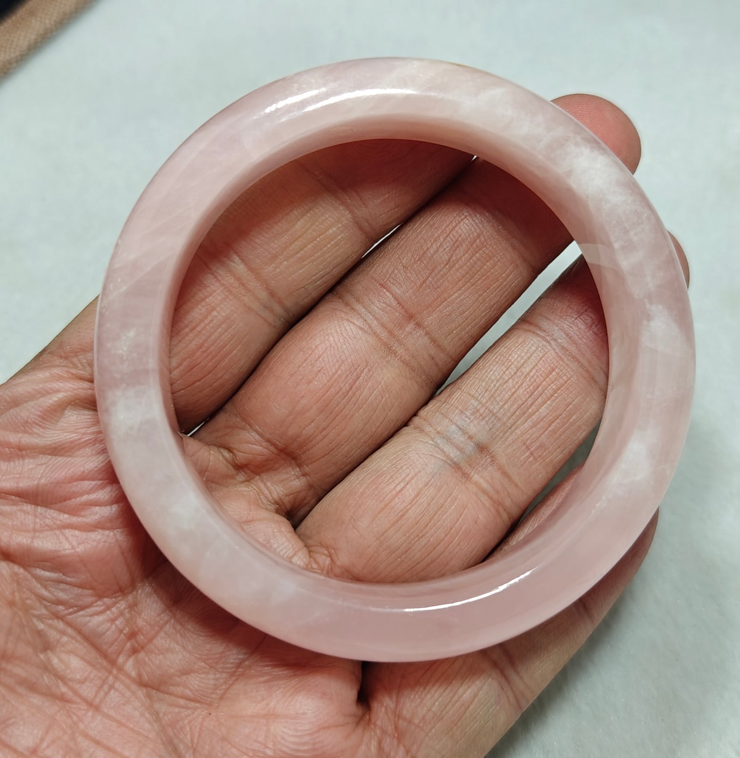 Natural pink calcite bangle 62mm diameter