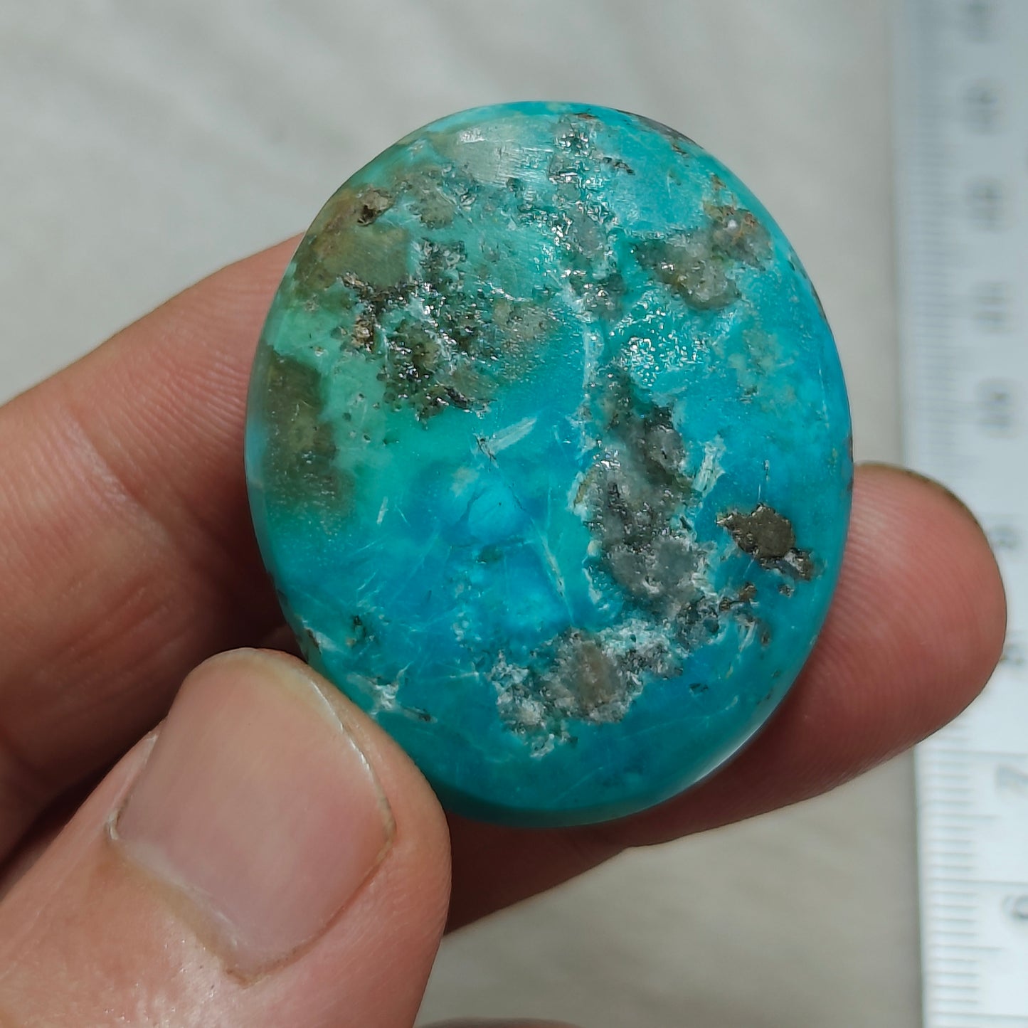 Natural stabilized turquoise cabochon with Pyrite 29.7 grams