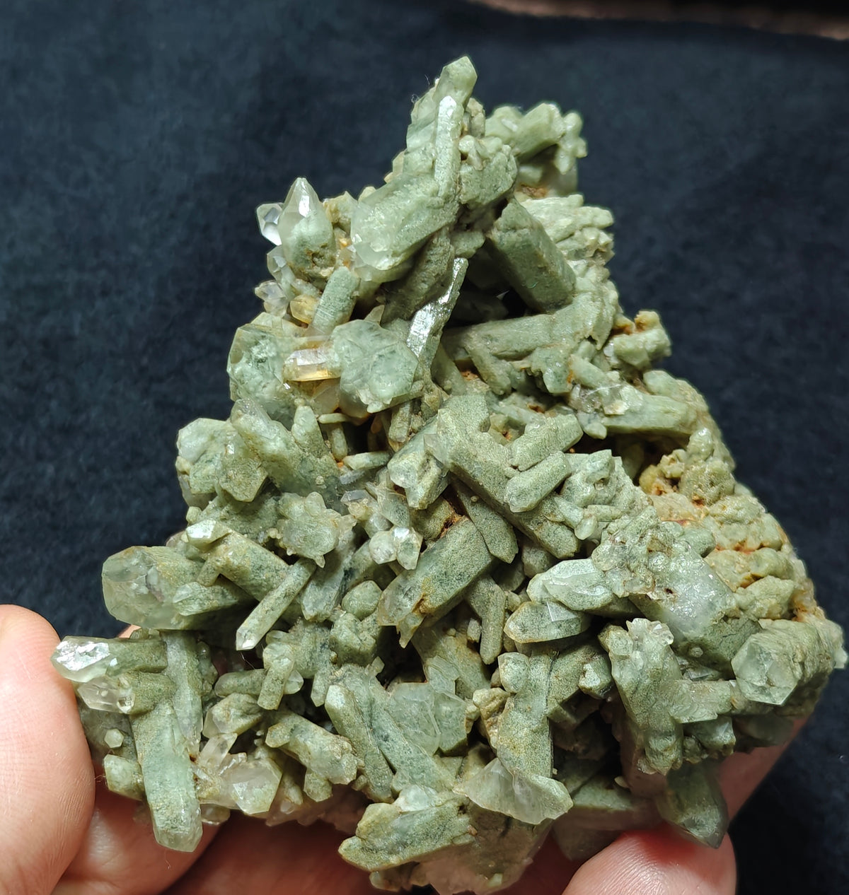 Terminated Chlorite Quartz crystals cluster 194 grams