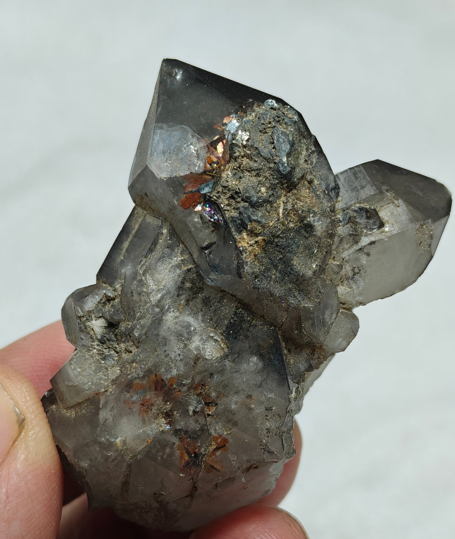 Natural smoky quartz crystal with rutiles inclusions 59 grams